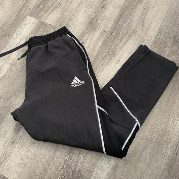Adidas Mens Large Q4 Fleece Tapered Pants Run Black Jogger GYM Sweatpants HL6912 - Picture 6 of 7